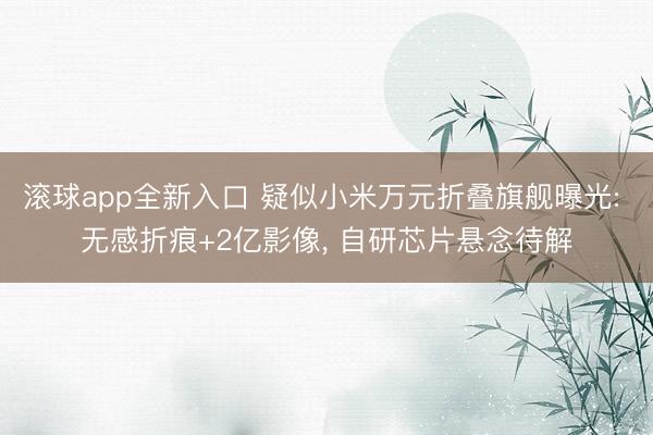 滚球app全新入口 疑似小米万元折叠旗舰曝光: 无感折痕+2亿影像, 自研芯片悬念待解