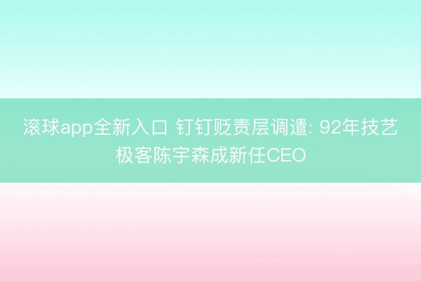 滚球app全新入口 钉钉贬责层调遣: 92年技艺极客陈宇森成新任CEO