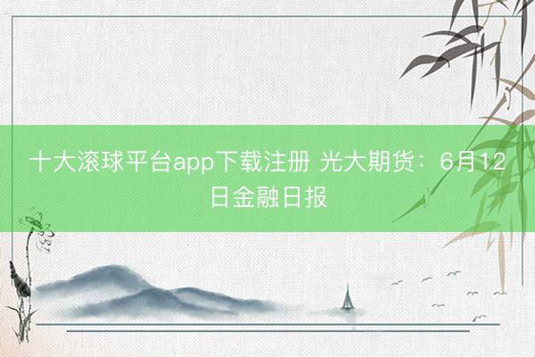 十大滚球平台app下载注册 光大期货：6月12日金融日报