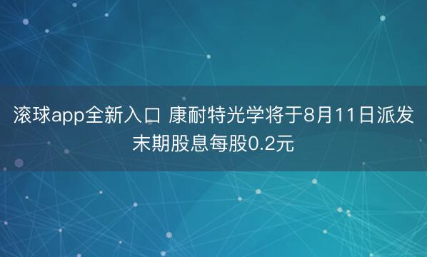 滚球app全新入口 康耐特光学将于8月11日派发末期股息每股0.2元