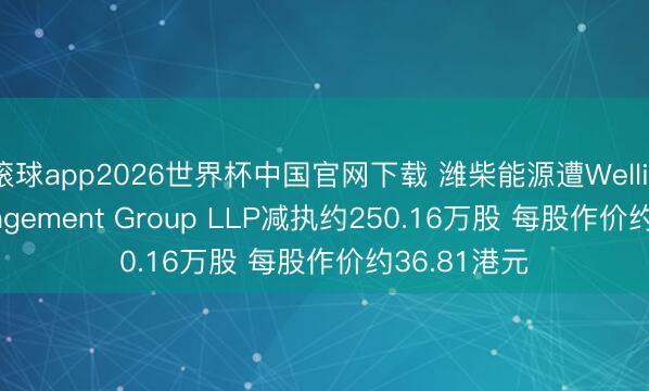 滚球app2026世界杯中国官网下载 潍柴能源遭Wellington Management Group LLP减执约250.16万股 每股作价约36.81港元