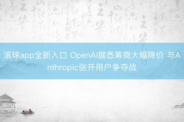 滚球app全新入口 OpenAI据悉筹商大幅降价 与Anthropic张开用户争夺战