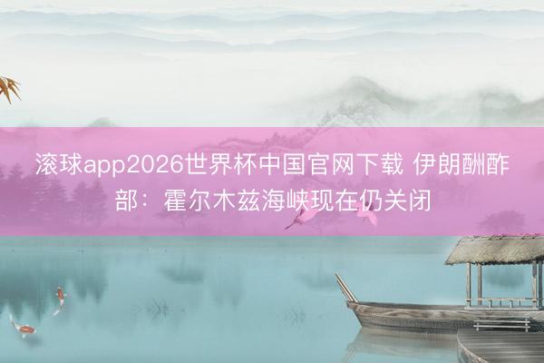 滚球app2026世界杯中国官网下载 伊朗酬酢部：霍尔木兹海峡现在仍关闭