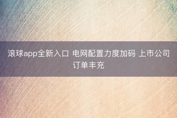滚球app全新入口 电网配置力度加码 上市公司订单丰充