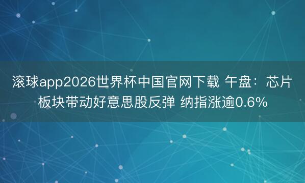 滚球app2026世界杯中国官网下载 午盘：芯片板块带动好意思股反弹 纳指涨逾0.6%