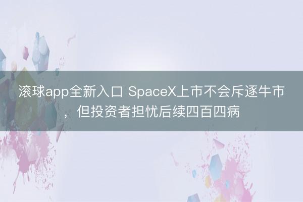 滚球app全新入口 SpaceX上市不会斥逐牛市,但投资者担忧后续四百四病