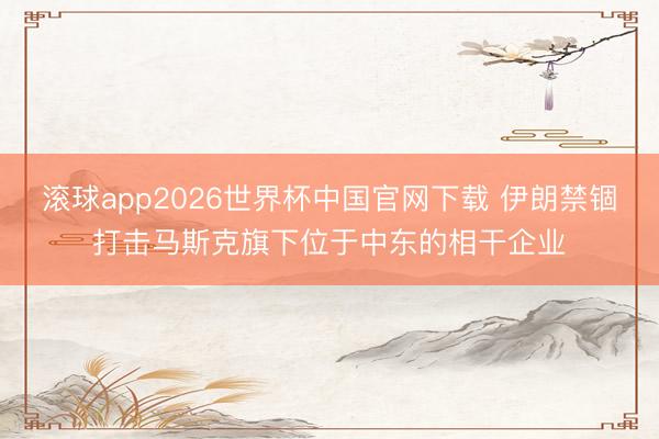 滚球app2026世界杯中国官网下载 伊朗禁锢打击马斯克旗下位于中东的相干企业