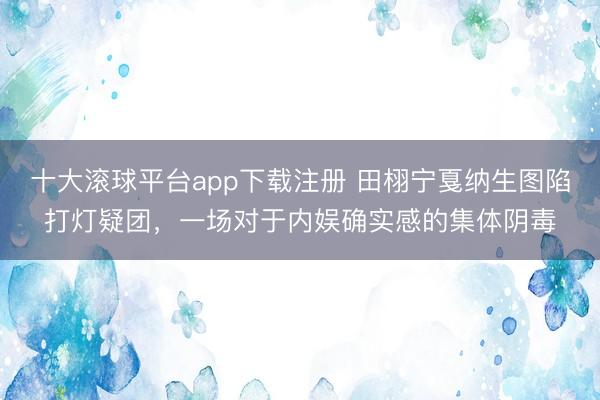 十大滚球平台app下载注册 田栩宁戛纳生图陷打灯疑团，一场对于内娱确实感的集体阴毒