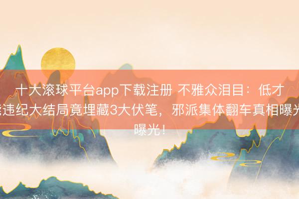 十大滚球平台app下载注册 不雅众泪目：低才能违纪大结局竟埋藏3大伏笔，邪派集体翻车真相曝光！