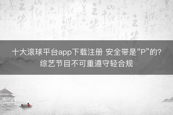十大滚球平台app下载注册 安全带是“P”的？综艺节目不可重遵守轻合规