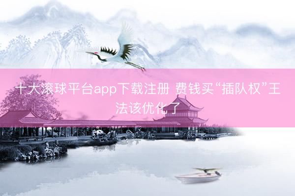 十大滚球平台app下载注册 费钱买“插队权”王法该优化了